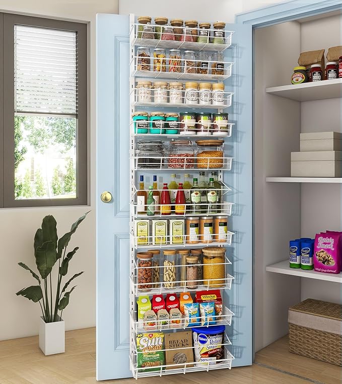 White 10-Tier Over The Door Pantry Organizer, Pantry Organization and Storage
