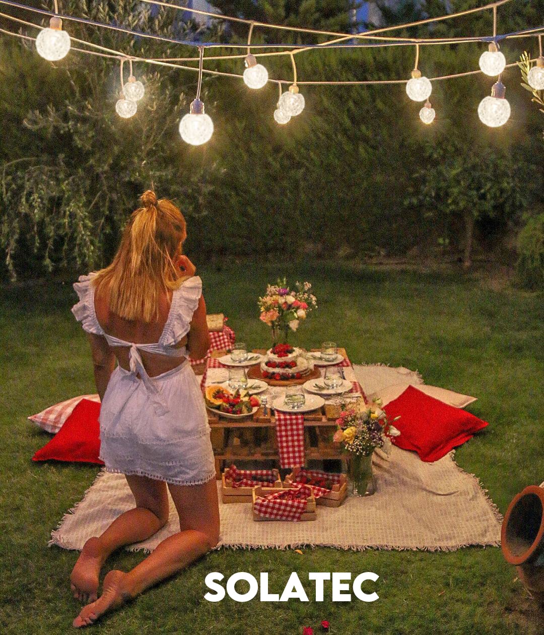 Solatec Led Smart String Lights, Shatterproof 25 RGBW Bulbs Color Changing IP65 Waterproof Light App Control with DIY Color Scenes, Music Modes, Bluetooth 21.2ft Globe Lights for Backyard Porch