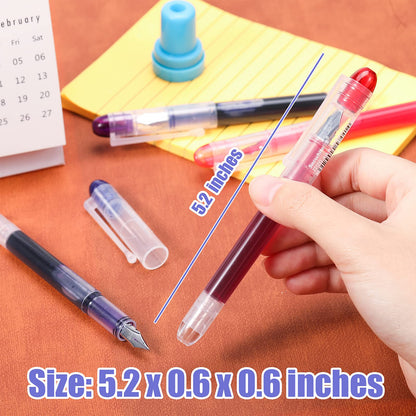 12 Pieces Disposable Fountain Pens, Quick-Drying Ink Pen, Smooth-Writing Multicolor Art Supplies for Sketching, Journaling, Calligraphy and Doodling (Mixed Colors)