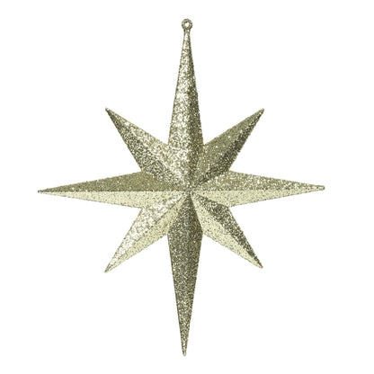 Vickerman 12" Gold Iridescent Glitter Bethlehem Star Christmas Ornament, 2 per Box