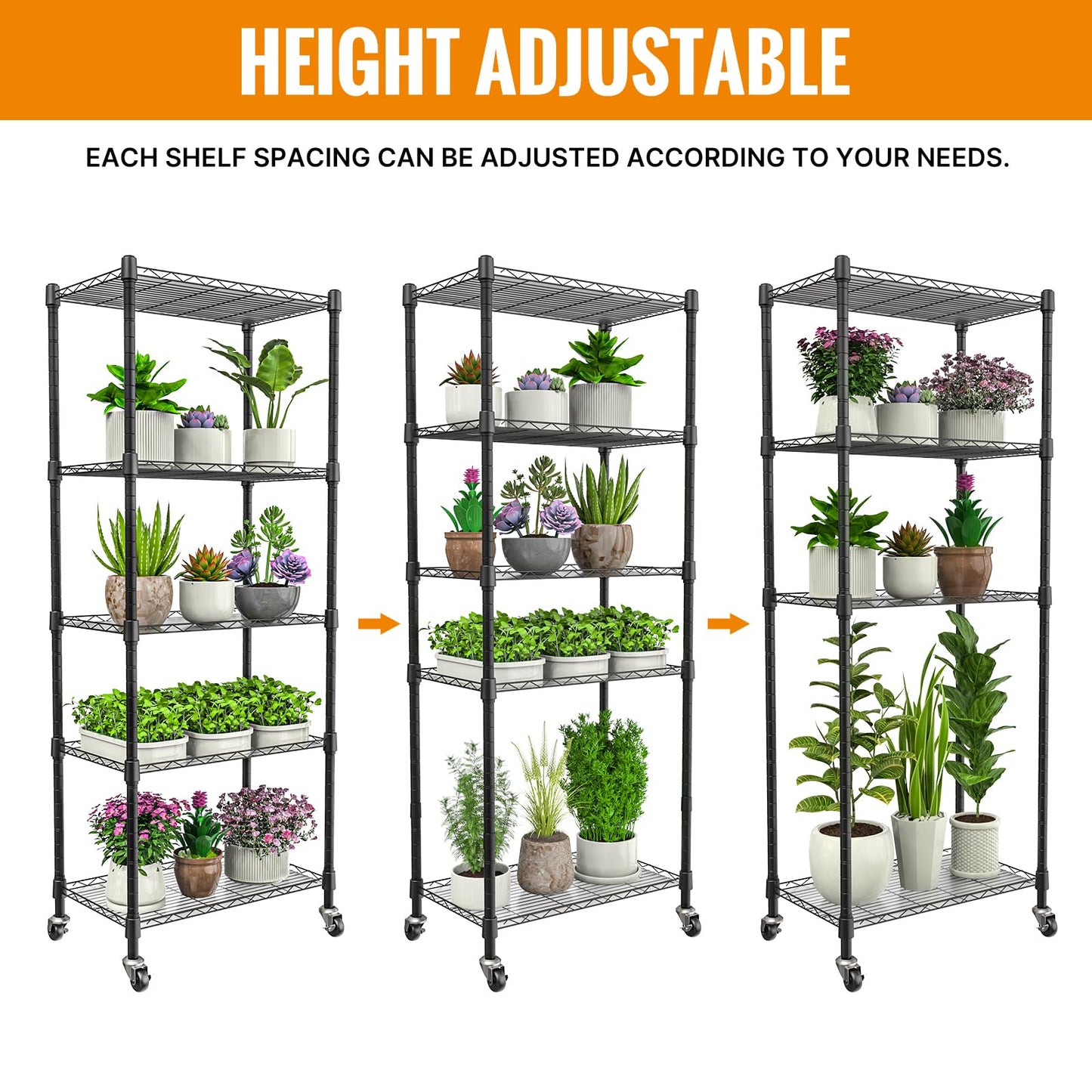 sagrynfp Indoor Greenhouse with Grow Lights, 5 Tier 23.2" L×13.4" W×61.4" H Mini Greenhouse, Grow Light Shelf with Tent and Thermometer, with 72W Full Spectrum Growing Lamps for Seed Starting