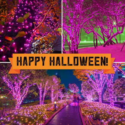 JUSTPRO 100LIGHTS Purple Extra-Bright with End Connectors Halloween Decorative Lights 5.98m UL Certified Mini String Light Set Waterproof for Halloween Home Garden Christmas Tree Party Patio Wedding