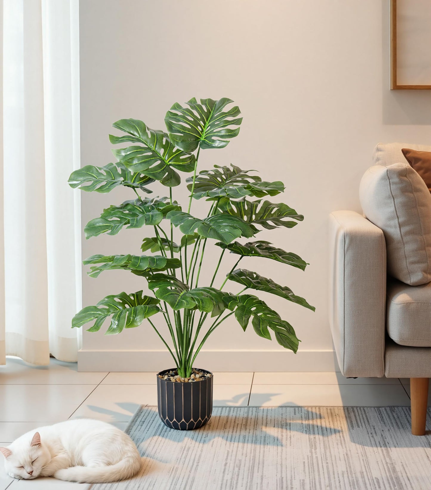 florisso 28" Artificial Monstera Plant Tall Fake Faux Plants Indoor Outdoor Tree for Living Room Home House Decoration
