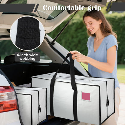 RMOHRO 6 Pack Moving Bags Heavy Duty 210GSM with Full-Open Side Zipper, 93L 65lbs Waterproof Foldable Storage Totes for College Dorm Move-In, Moving Boxes Alternative & Home Organization,White