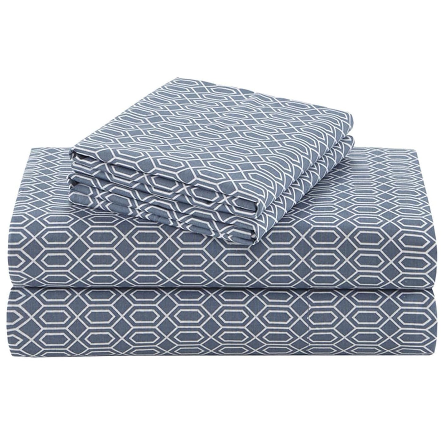 Comfort Spaces 100% Cotton Sheet Set Breathable, Lightweight, Soft with 14" Elastic Pocket Fits up to 16" Mattress, All Season Cozy Bedding, Matching Pillow Case, King Diamond Blue 4 Piece