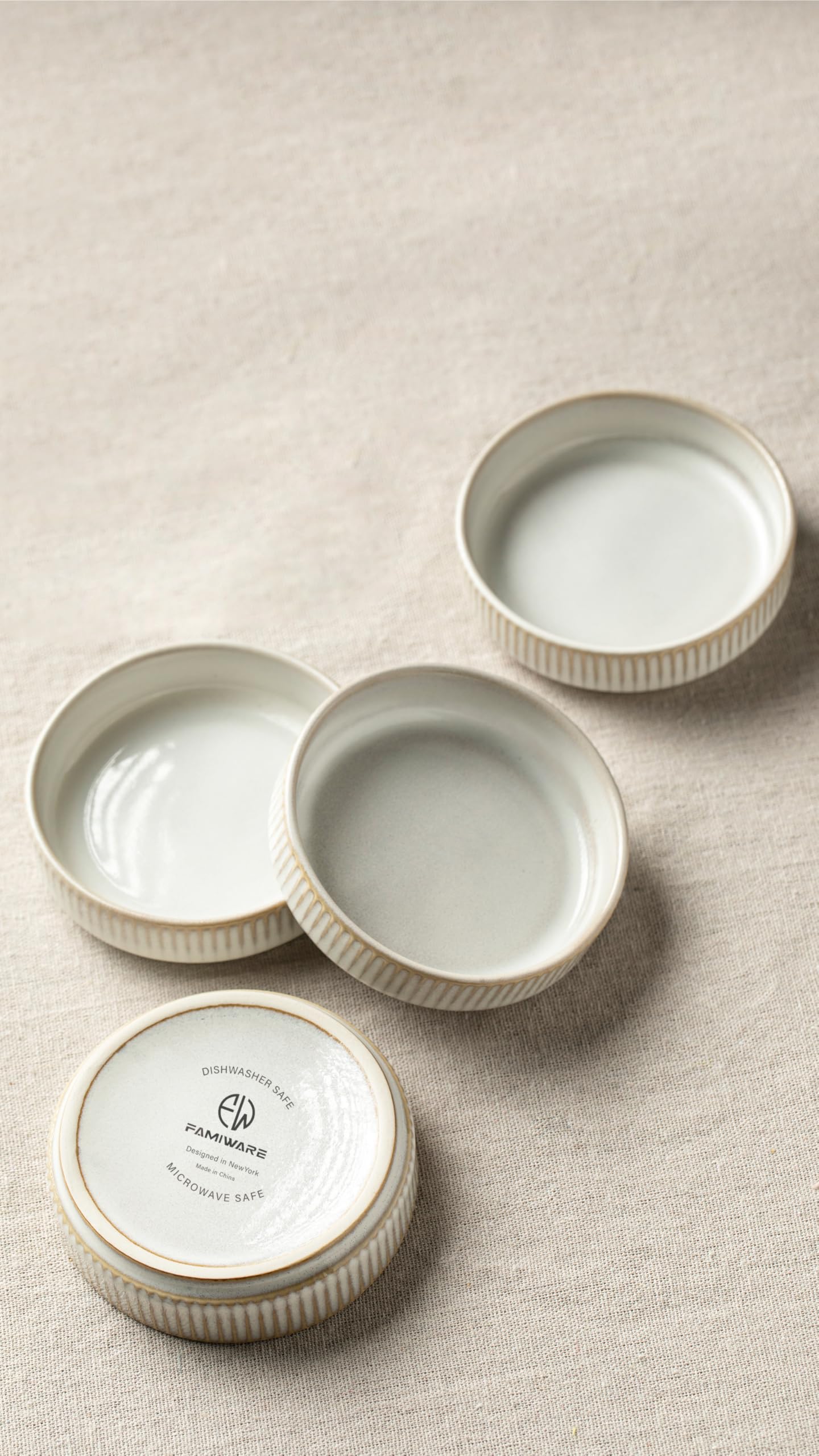 famiware Star Soy Sauce Dish Ceramic Dipping Bowls Set of 6, 4 oz Individual Dip Sauce Cups/Bowls/Dishes/Plates, Small Serving Bowl for Side Dishes, Dessert, Ice Cream, Condiments - Cappuccino White