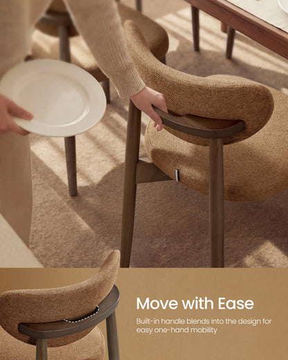 VASAGLE Wooden Dining Chairs Set of 4, Upholstered Kitchen Chairs with Solid Wood Legs, Ergonomic Curved Backrest, Built-in Handle, Mid Century Modern, for Kitchen Dining Vanity, Sage Green