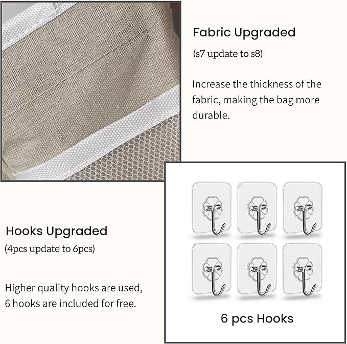 2pcs Light-Style Wall Hanging Storage Bag, Linen Fabric Door Hanging Organizer