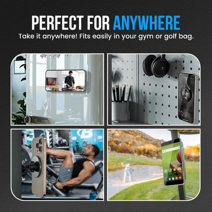 BARENDA Magnetic Phone Holder for Gym with Dual-Sided N52 Super Magnets, Strong Magnetic Phone Mount for All Phones, Attaches to Metal Surfaces, Portable Gym Accessories for Men & Women, Secure Grip