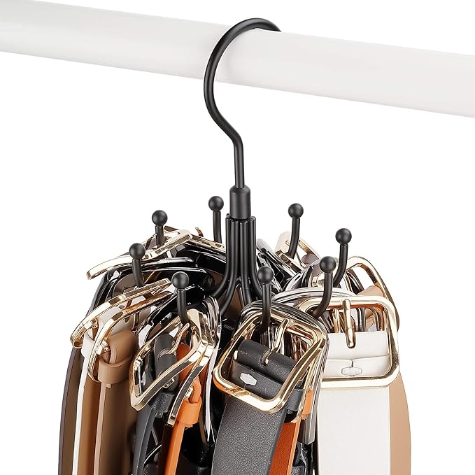 ZEDODIER Belt Hanger, 2 Pack Rotatable Belt Rack Closet Accessories Organizer