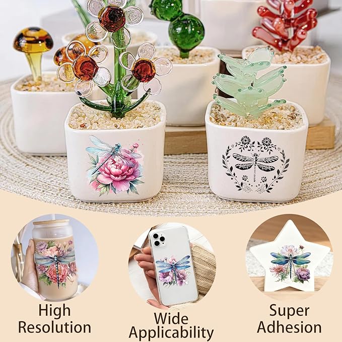 4 Sheets Rub on Transfers for Crafts, Dragonflies Furniture Transfers for Wood