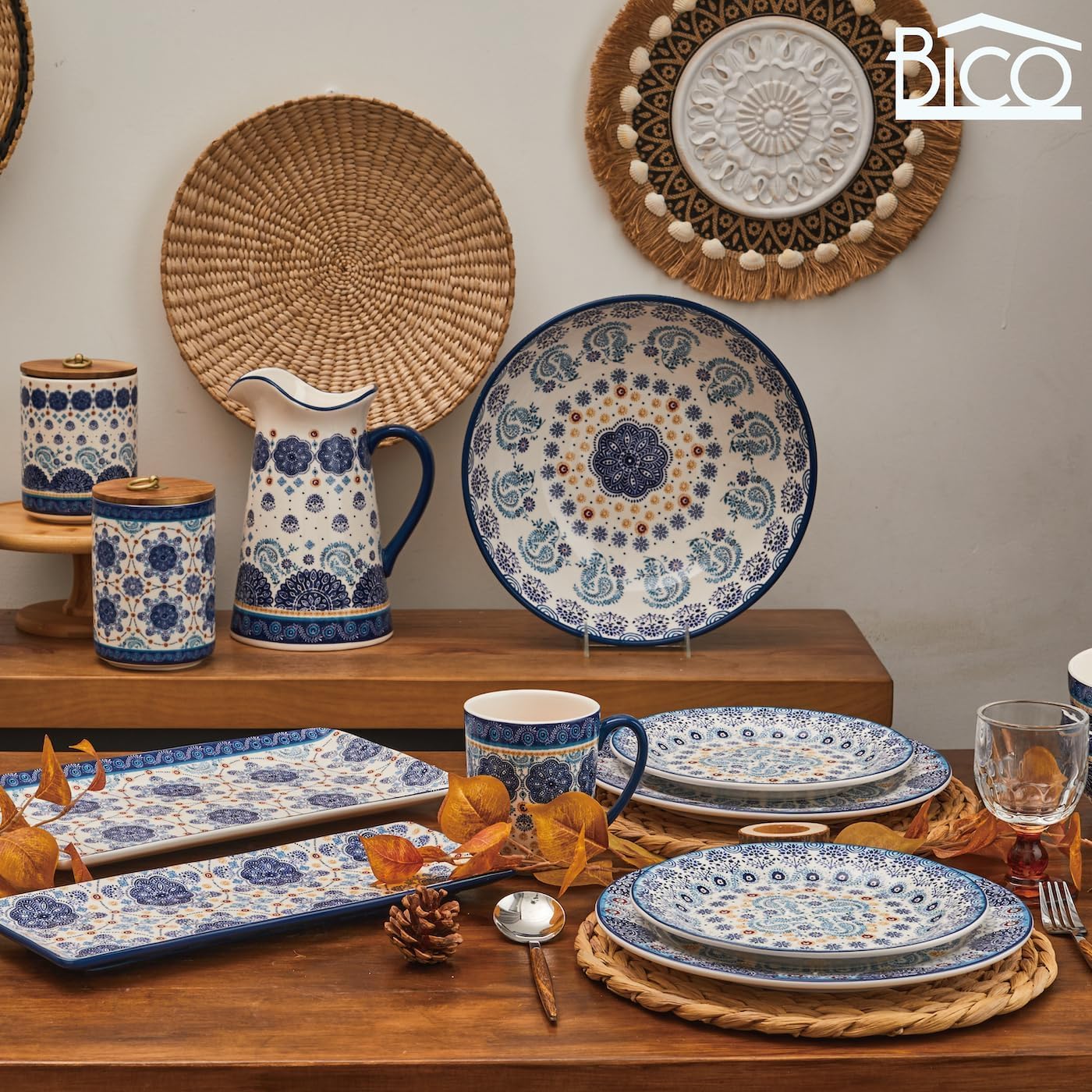 Bico Blue Talavera Spoon Rest for Stove Top, Ceramic Spoon Holder for Kitchen Counter, Easy to Clean Coffee Spoon Rest Dishwasher Safe, Kitchen Cooking Utensil Rest for Ladles Spatula