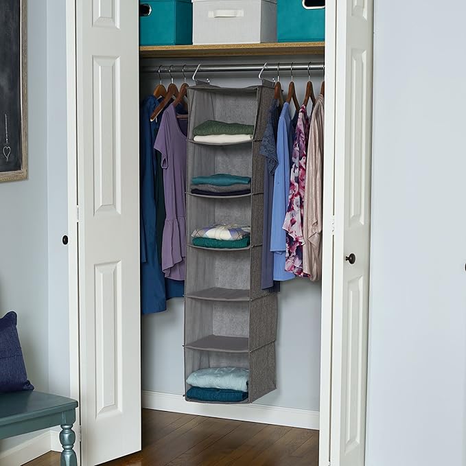 Household Essentials 6-Shelf Linen Hanging Closet Organizer