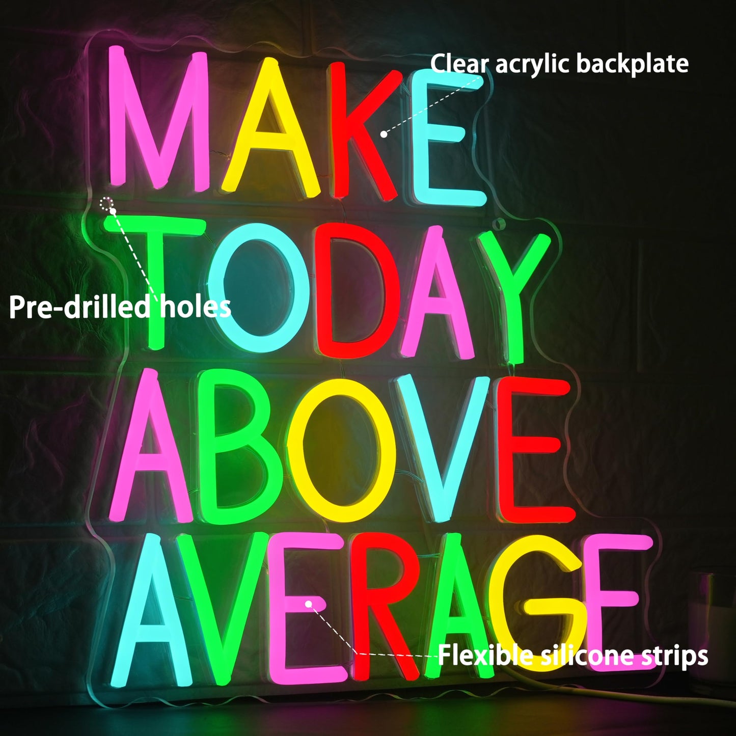 AEHEMNGZ Make Today Above Average Neon Sign USB Positive Aspiring Neon Light for Wall Decor Led Motivational Neon Sign for Classroom Office Library Home Wall Decor(12.5 * 12.2 In)