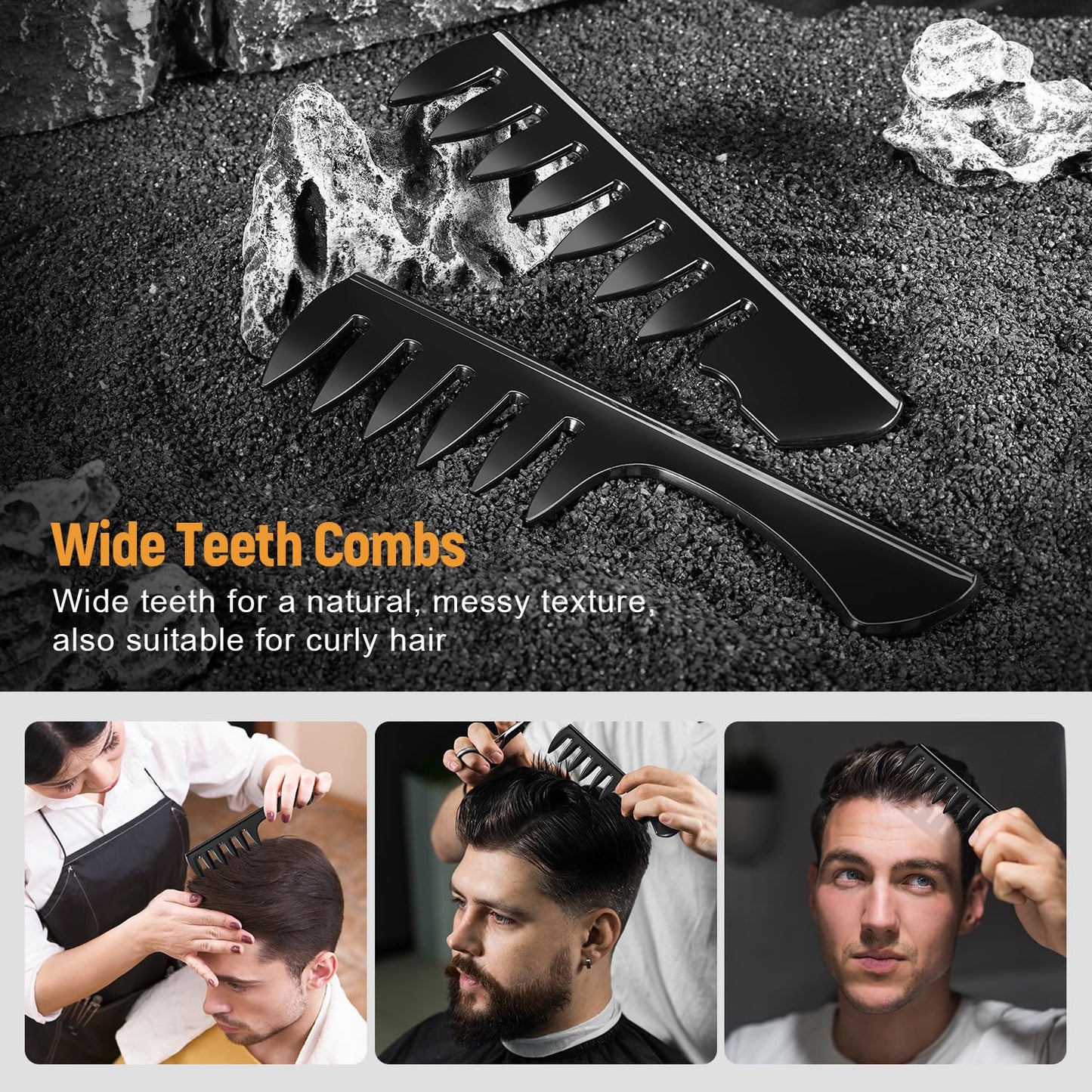 Stylemate Men's Hair Styling Combs and Brush Set - Roller Brush for Adding Volume, Pompadour, Slicked-back, Fauxhawk, Undercut Styling Combs