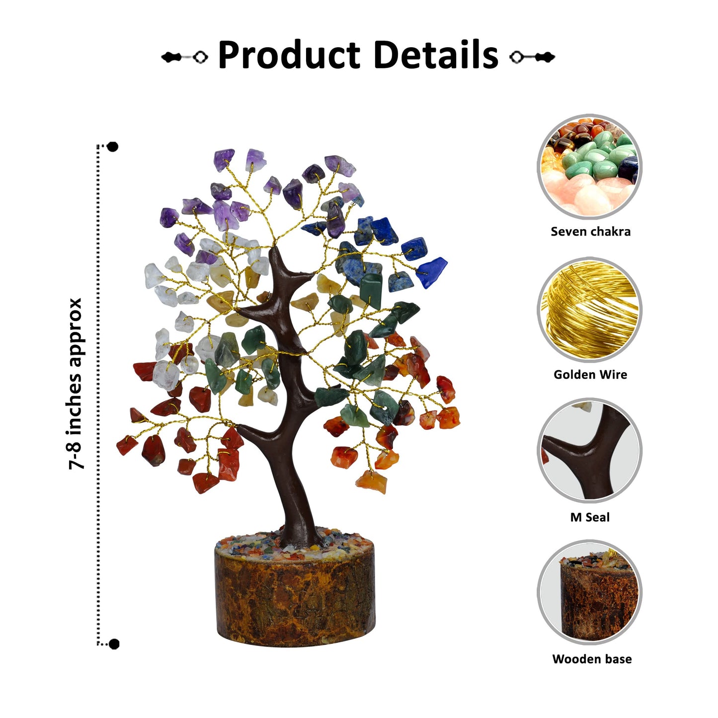 ABHISUBYA 7 Chakra Tree of Life - Aesthetic Room Decor - Crystal Necklace - Nature Decor - Crystal Tree