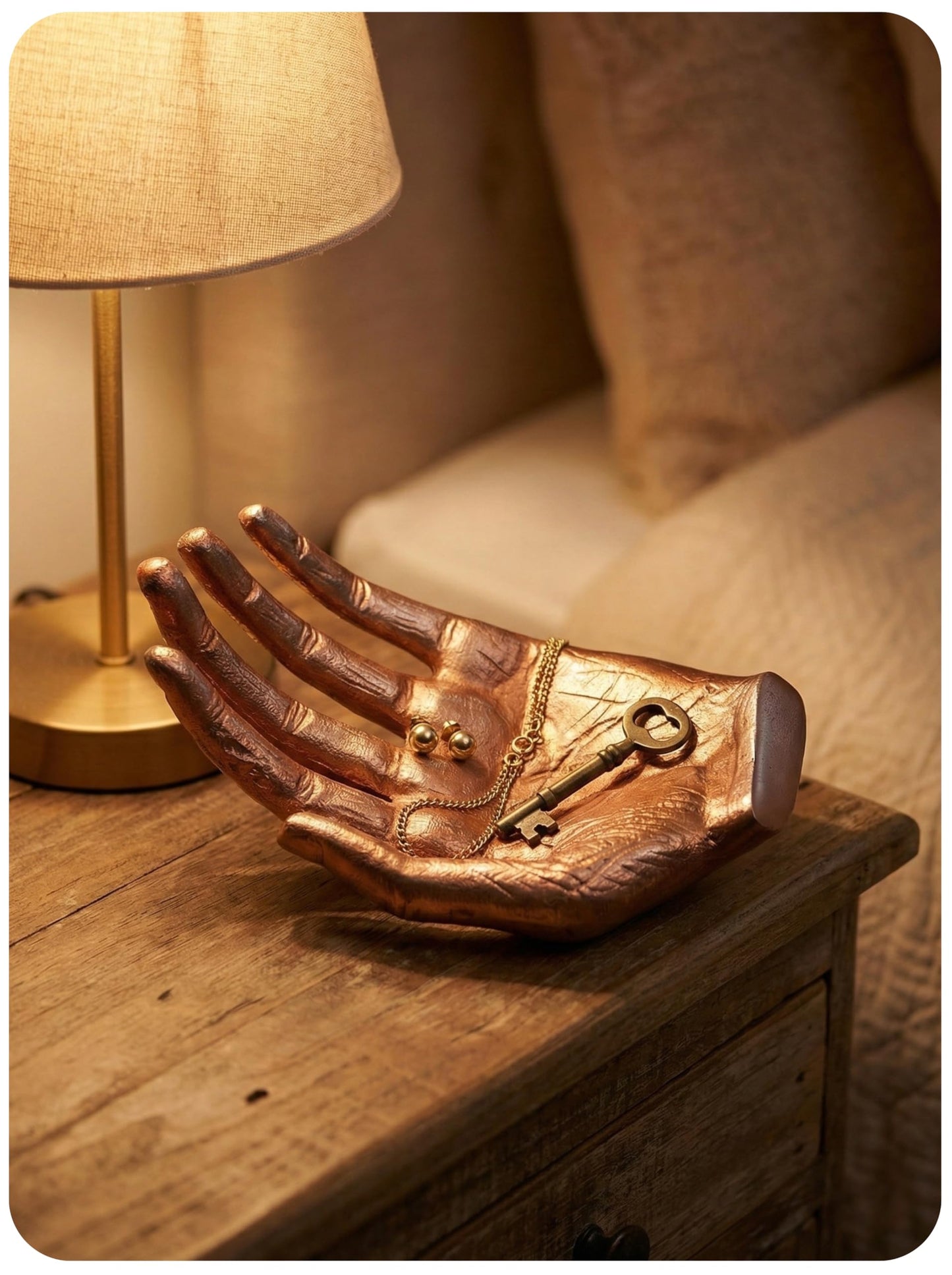 Copper Antique Caring Hand Shaped Decorative Hand Tray-Cute Catch All Trinket Tray-Candy Dish Offering Stand-Home Decor Hand Jewellery Holder Keys Holder-Mother’s Day Birthday Christmas Gift