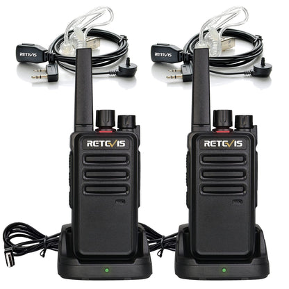 Retevis RT668 Walkie Talkies for Adults Long Range, PMR446 2 Way Radio, Robust radio communication, Professional Two Way Radio,Hand Free Walkie Talkie with Earpieces for Adults Kids (Black, 2Pcs)