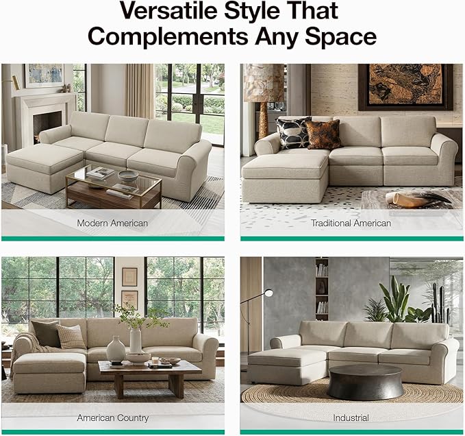 Novilla 138" Modular Sectional Sofa, Modular Sectional Couches