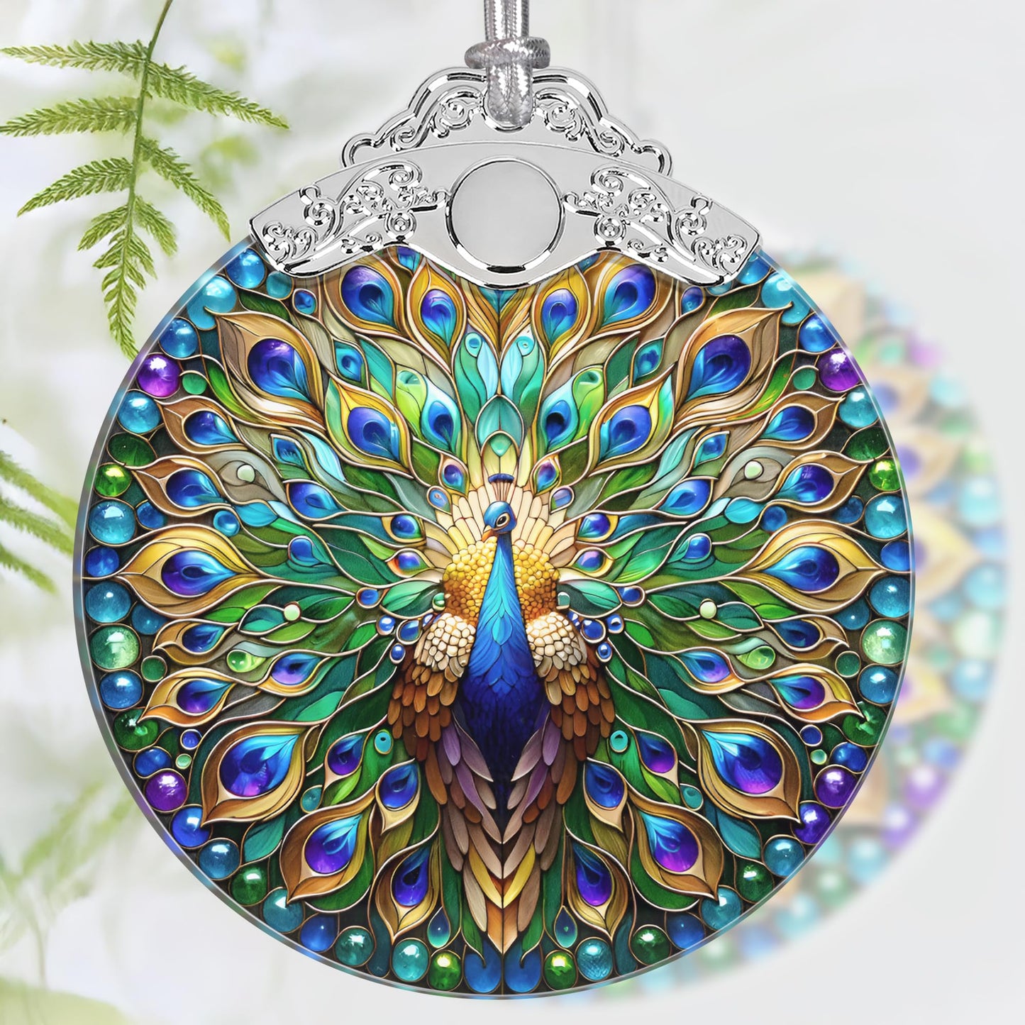 Christmas Ornament, 2025 Ornaments for Christmas Tree, Stained Glass Hanging Ornament, Holiday Ornaments, Unique Gift Idea - Peacock