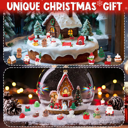 Soulchen 65 Pcs Christmas Miniature Figurines for Crafts Mini Santa Snowman Resin Charms Ornaments Bulk Snowflake Xmas Tree Reindeer Goodie Bag Fillers Gifts for Christmas Winter Party Decoration DIY