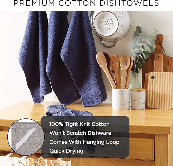 DII Basic Terry Collection Waffle Dishtowel Set, Solid Artichoke, 4 Piece