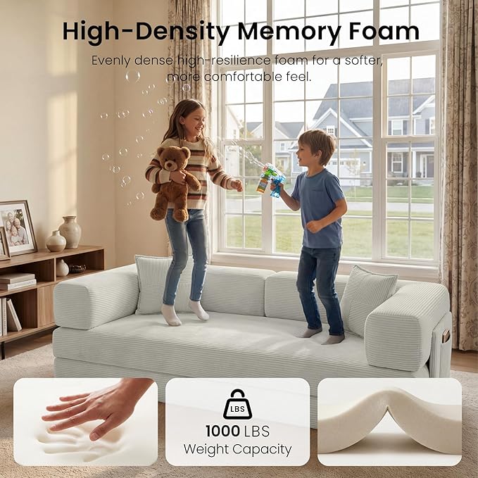 78.8" Convertible Sofa Bed, Corduroy Futon Couch