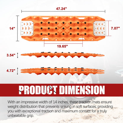 BUNKER INDUST Offroad Traction Boards with Jack Base (Orange) + 3" x 30ft Recovery Straps + Pair 3/4 D Ring Shackles + Bag 35,000 lbs Tree Saver Winch Strap
