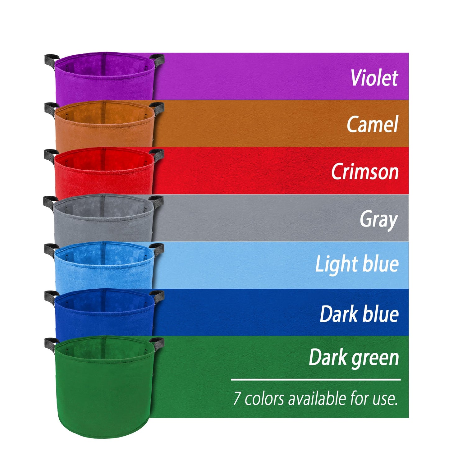 7 Pack 7 Gallon Plant Grow Bags - Mixed 7 Colors with Reinforced Handles & Aeration Design, Ideal for Tomato, Flowers & Fruits