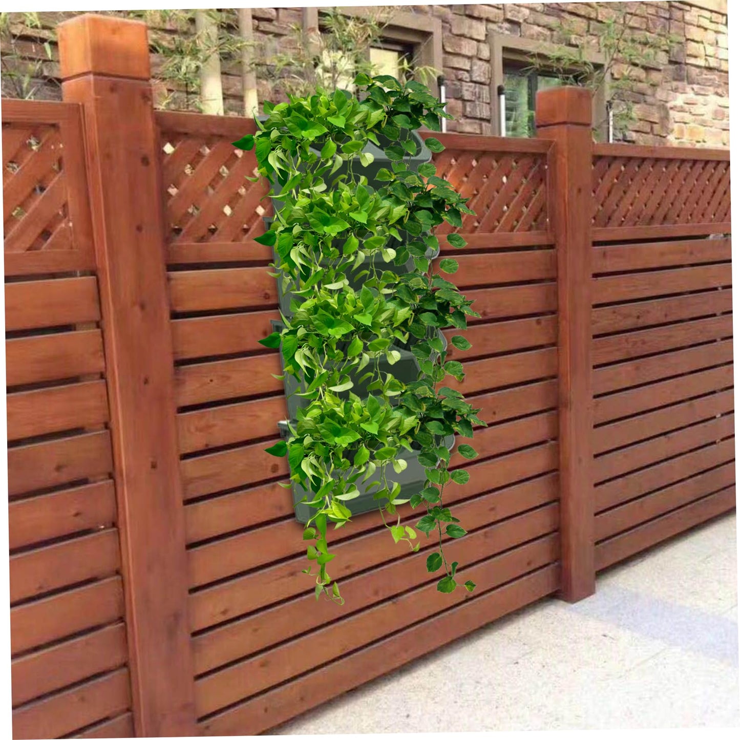 Latemeia Wall Planter, 4PCS 250ML Stackable Self Watering Vertical Wall Planter with 8 Pots, Plastic Hanging Plant Pots Holder for Indoor/Outdoor/Balcony/Terrace Decoration