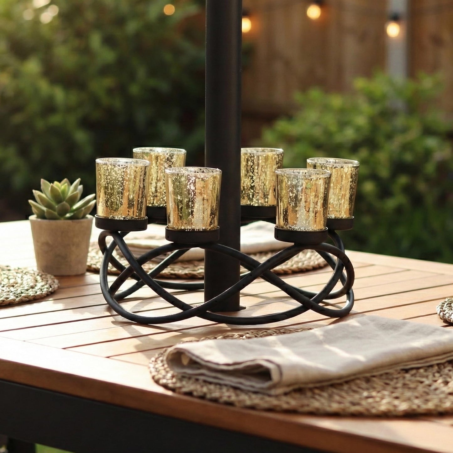 Seraphic Centerpieces for Kitchen Table Decor, Tealight Candle Holder, Gold