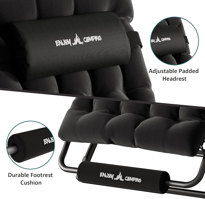 UDPATIO Oversized Zero Gravity Chair 33In XXL Patio Reclining Chair with Cushion, Outdoor Folding Recliner with Pillows|Cup Holder|Foot Rest|Padded Headrest, Black, Support 500LB