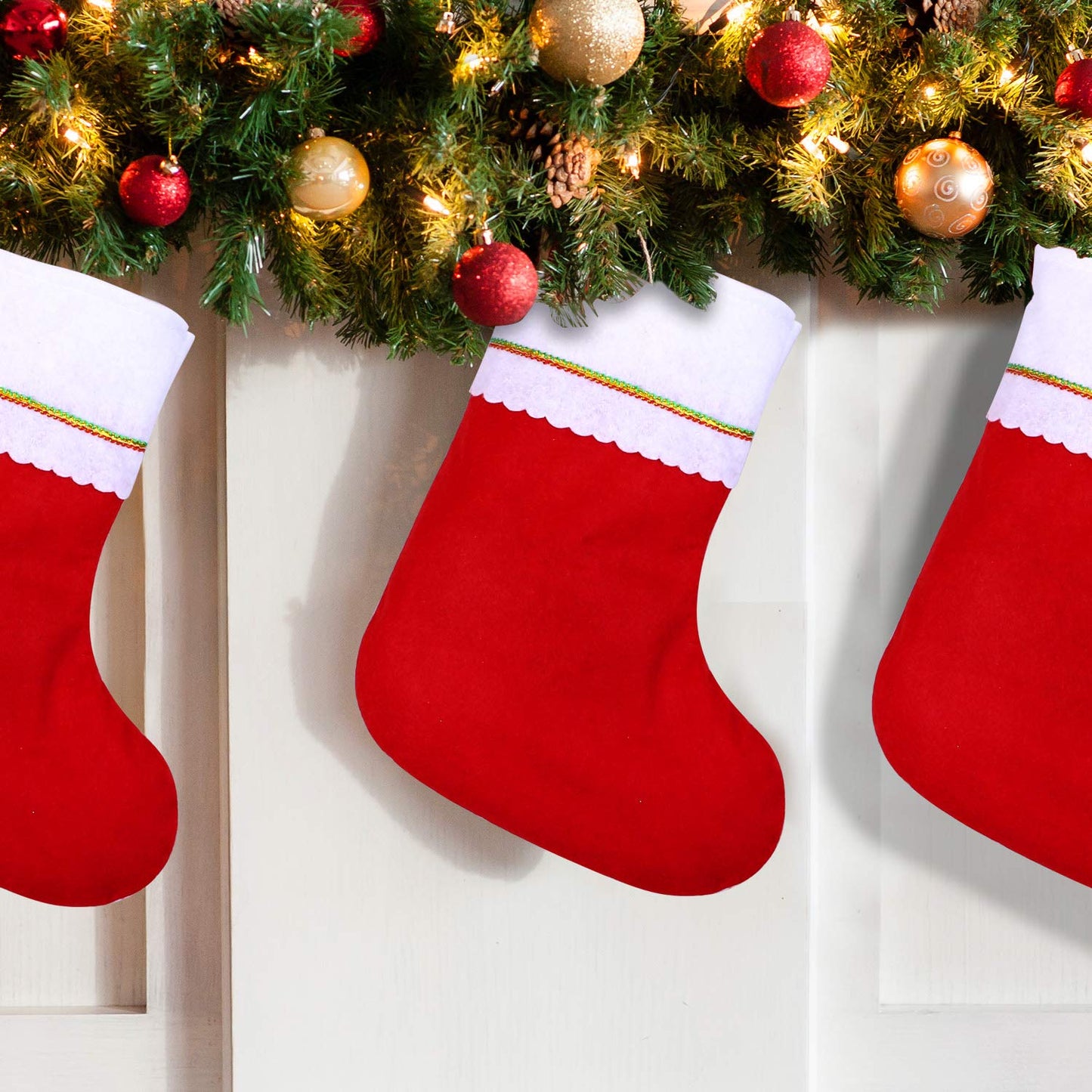 Cooraby 16 Pack Red Felt Christmas Stockings 9 Inches Xmas Fireplace Hanging Stockings Holiday Decorations Stockings for Christmas Decorations