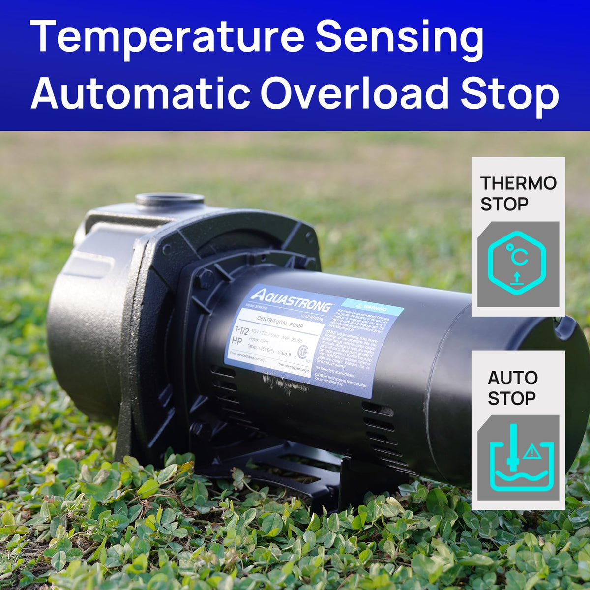 AQUASTRONG 1.5 HP Shallow Well Jet/Centrifugal Pump, 4250 GPH, 115/230V, Durable Cast Iron Booster Pump for Lawn Sprinkler, Garden Irrigation