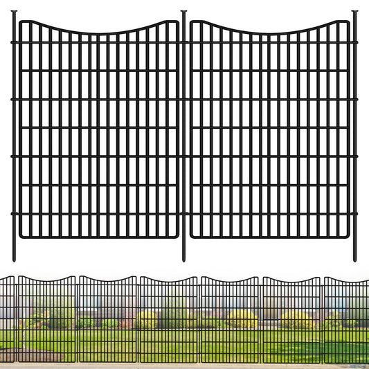 10 Panels No Dig Dog Fence Outdoor for Yard, 48 in (H) x 23.6 ft (L) Animal Barrier Fence Rustproof Metal Wire Panel Border for Dog, Tall Garden Fenceing Panels Temporary Ground Stakes for Yards,Patio