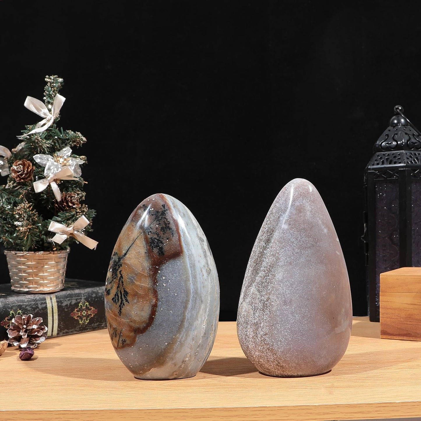 SUNYIK Irregular Ocean Jasper Stone Slab, Self-Standing Upright Ocean Jasper Plam Stone for Home Office Decor Meditation Relax, (2.01-2.5lb)