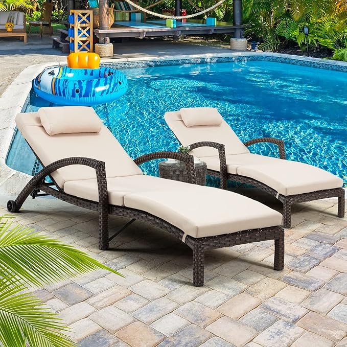 HOMREST Chaise Lounge Chairs Set of 2