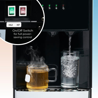 Igloo Retro Bottom-Loading Water Dispenser- Black Water Cooler Dispenser with Hot, Cold & Temperature Settings- Electric Water Dispenser Fits 3 & 5 Gallon Jugs with Child Safety Lock for Home & Office