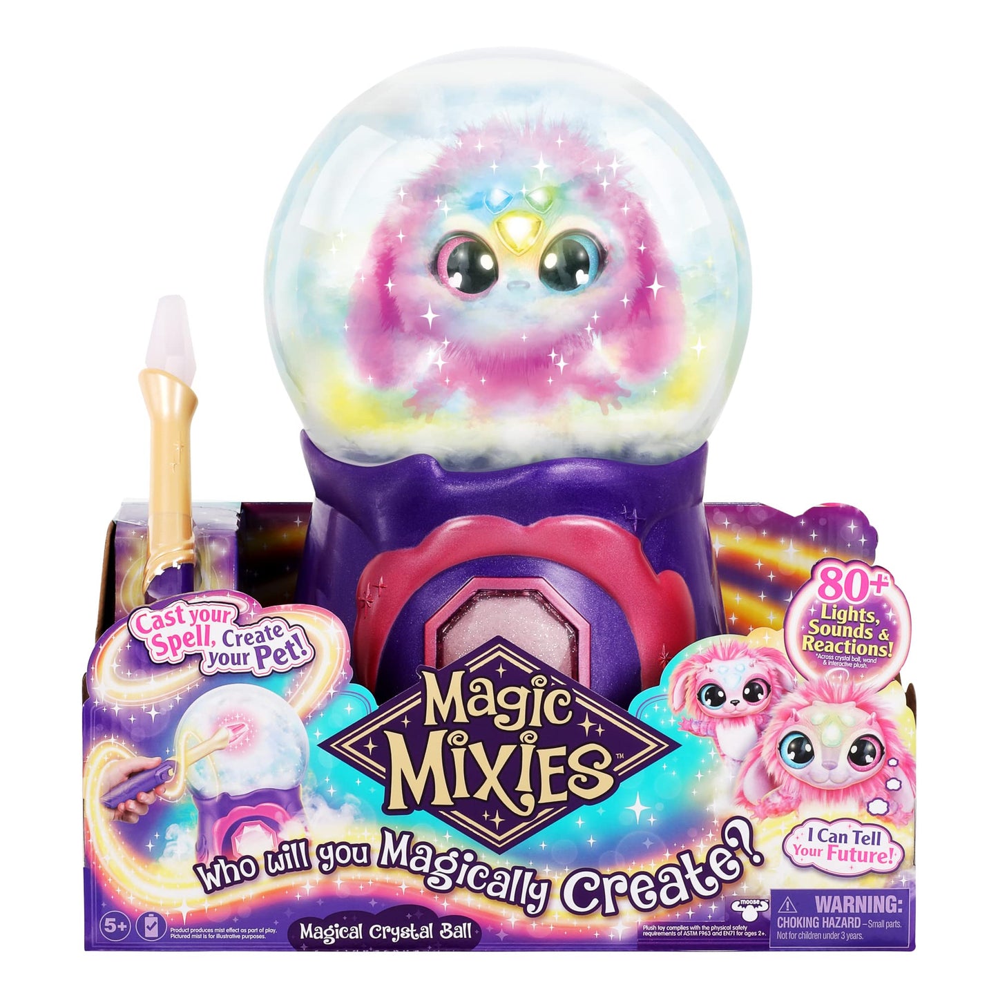 Magic Mixies Magical Misting Crystal Ball With Interactive 8 Inch Pink Plush Toy Ages 5+ And 80+ Sounds And Reactions.