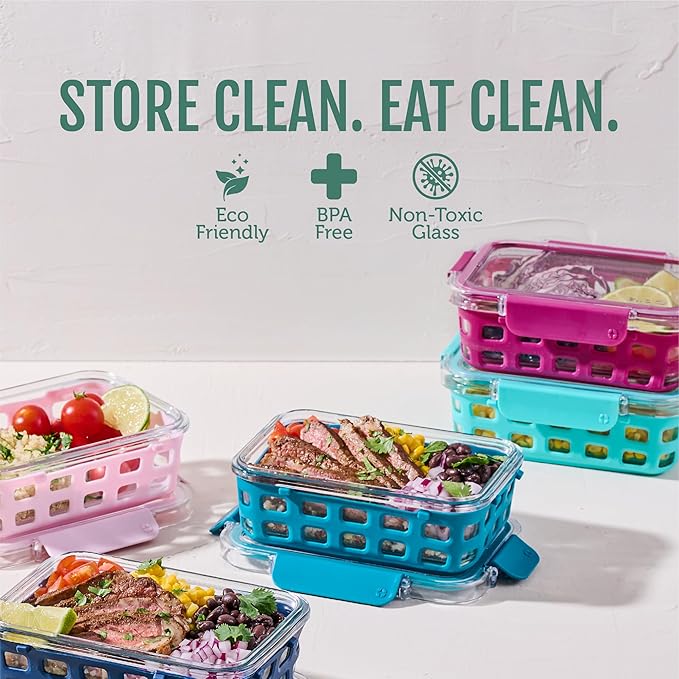 Ello Duraglass 3.4 Cup Meal Prep Sets 10Pc, 5 Pack Set- Glass Food Storage