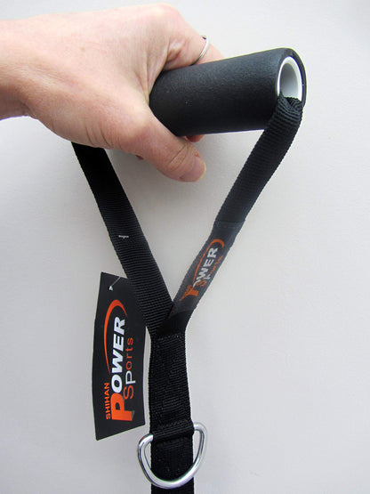 Stirrup Handle with 4 D-Rings Adjustable Cable Machine Attachment Power Sports (Sold Single)