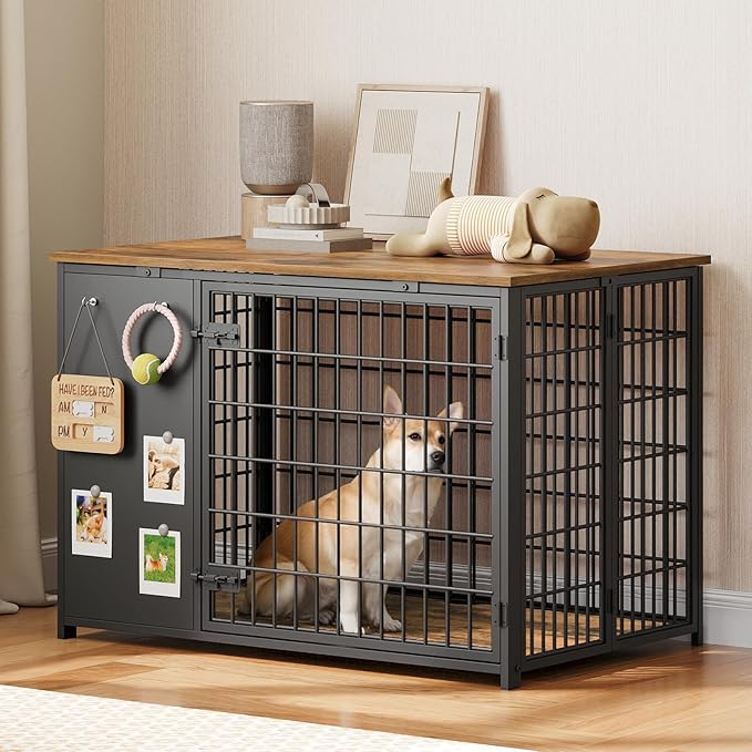 YATINEY Foldable Dog Crate Furniture, Dog Crate