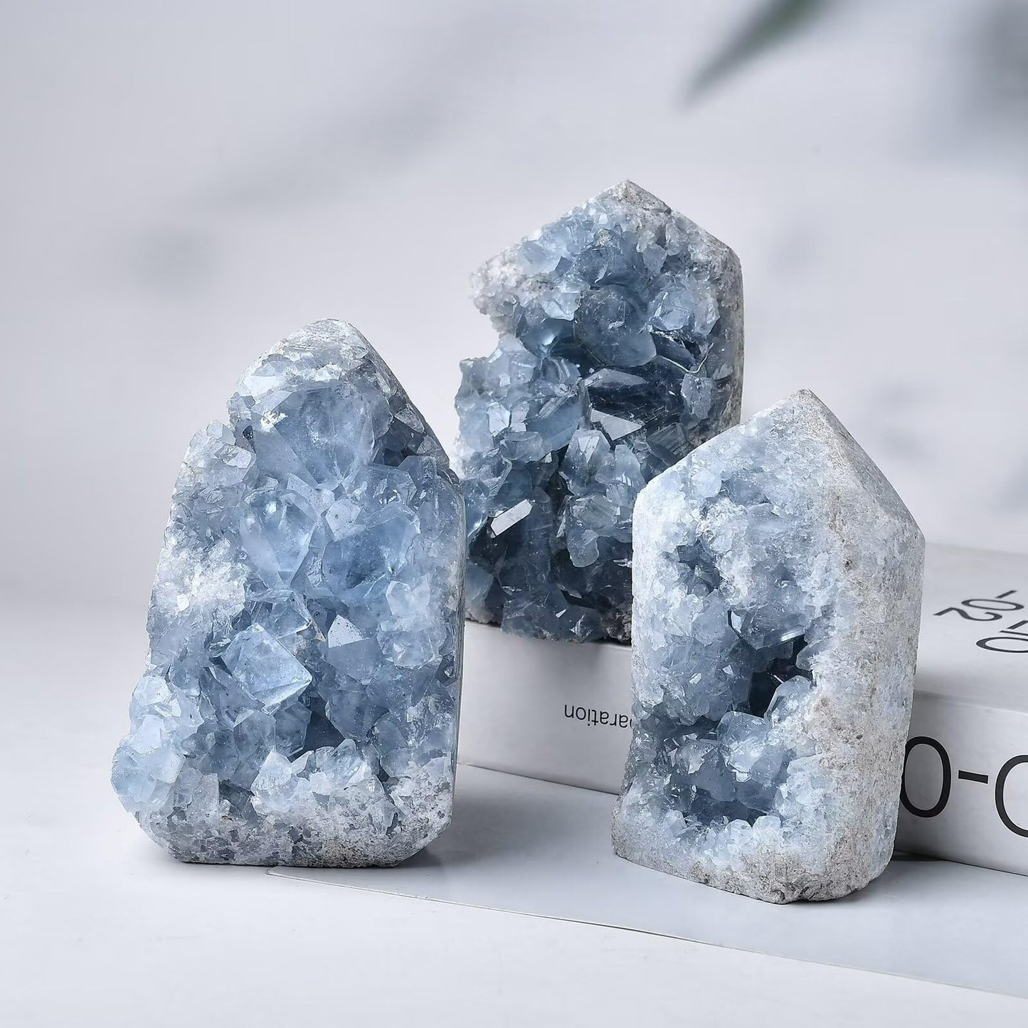 FZBHRO Natural Blue Celestite Cluster Tower Healing Crystal Stone Collection Mineral Specimen Home Office Decor Meditation Gifts 0.8-1.3 Pound