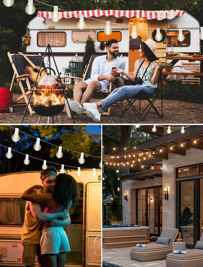 Romasaty 25FT Frosted White Lights G40 Globe Outdoor String Lights Patio Lights with 25 Frosted White Globe Bulbs - White Wire