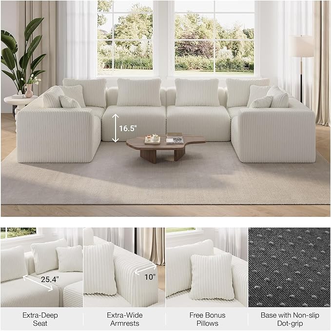 Novilla 141" Modular Sectional Sofa, Modern Cloud Sectional Couch