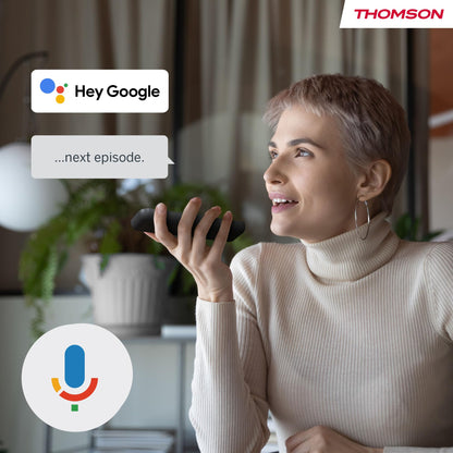 Thomson Streaming Box 270UK Plus, Built-in Speaker for Voice Control, Google TV, Netflix, Disney+, 4K UHD, Streaming via Wi-Fi, Google Cast, 32GB Storage