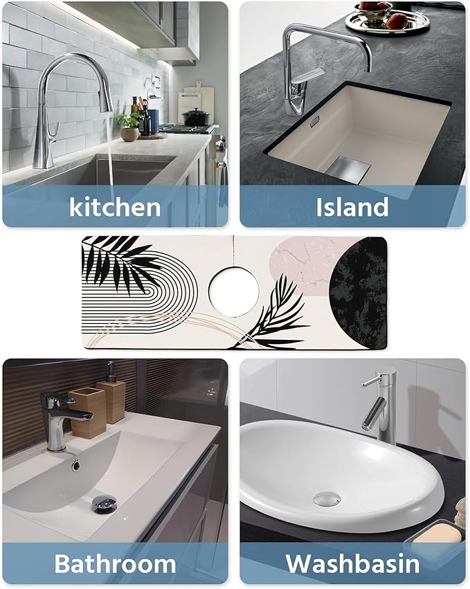 Patterned Sink Faucet Mat Kitchen Splash Guard Super Absorbent Drying Mat