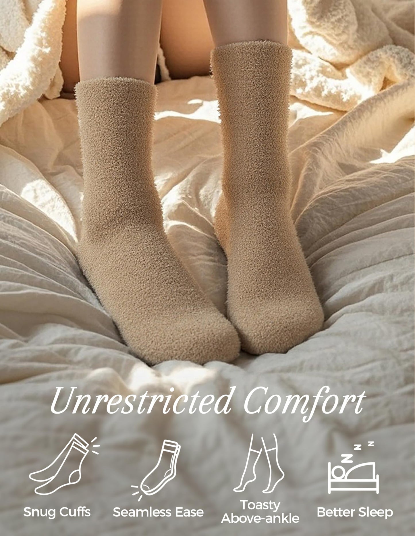 TEHOOK Warm & Cozy Valentines Gifts for Women, Fluffy Fuzzy Plush Sleeping Slipper Socks - Soft Warm Fabric