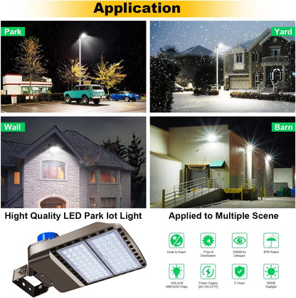BIRITALO 200W LED Parking Lot Light 28000LM Bright Dusk to Dawn FloodLights Outdoor with Trunnion Wall Yoke Mount 5500K Commercial 85-277V IP65 Waterproof Shoebox Barn Lighting for Yard,Garage