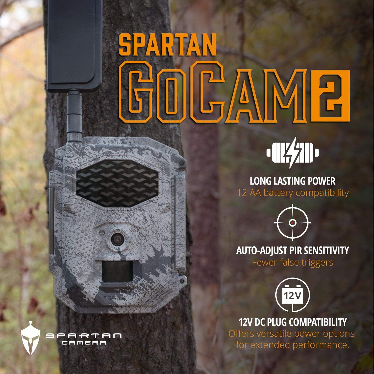 Spartan Camera GoCam2 Cellular, APP Control Trail Camera, 4G LTE, 1080P Video, FHD Photos, No Glow, Night Vision, Motion Activated, IP65 Water Resistant (Spartan Areus, Multi-Carrier)